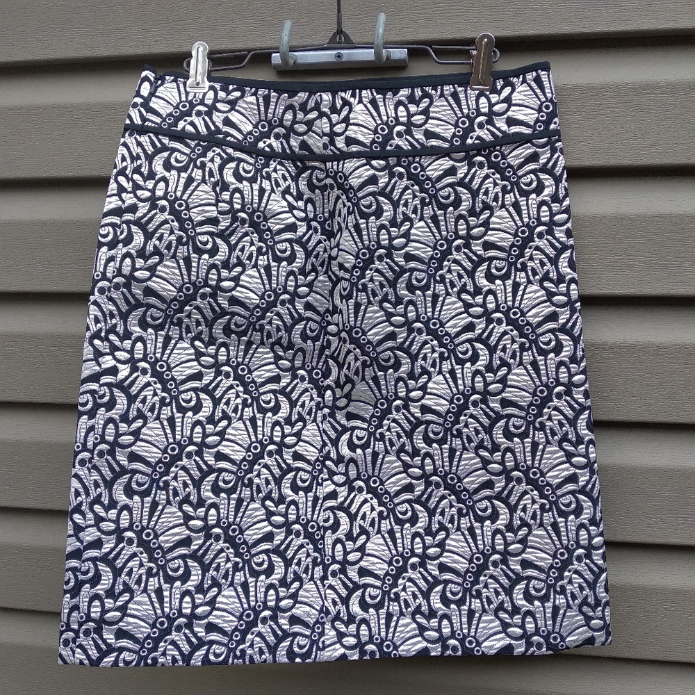 'S MaxMara Sz 4 Silver Black Skirt Palmas